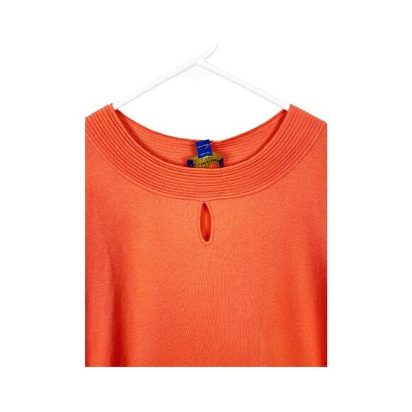 Pendleton Women's Silk Blend Orange Sweater Crew Neck Short Sleeve Cut Out PL - Picture 2 of 5